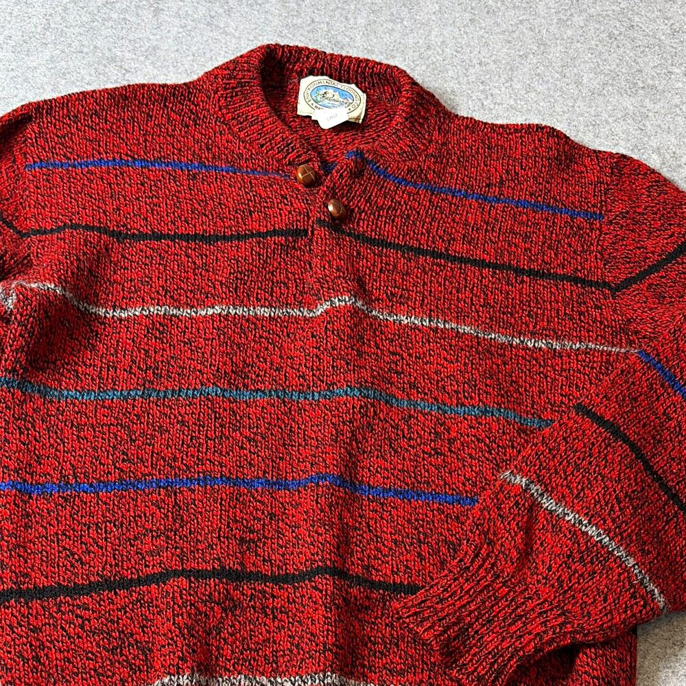 Vtg Environmental Clothing Co Men's Knit Henley Sweater L USA Grandpa chic